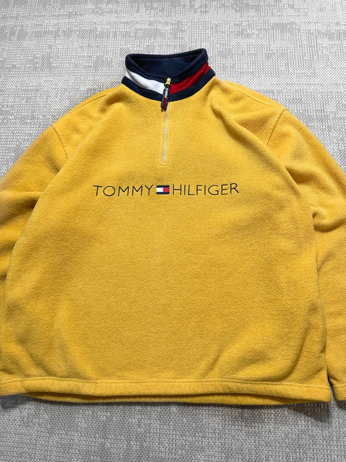 1990s Tommy Hilfiger 1/4 Zip Spellout Fleece