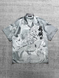 Dragon Japanese Print Short-Sleeve Shirt