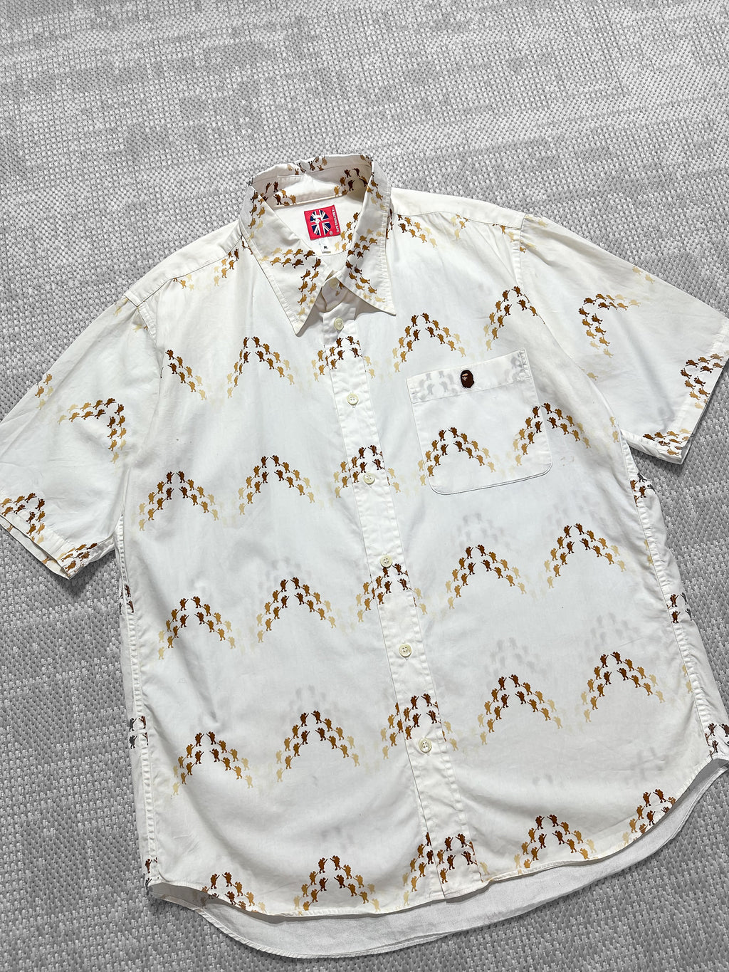 A Bathing Ape All Over Print Soldier Short Sleeve Shirt (M)