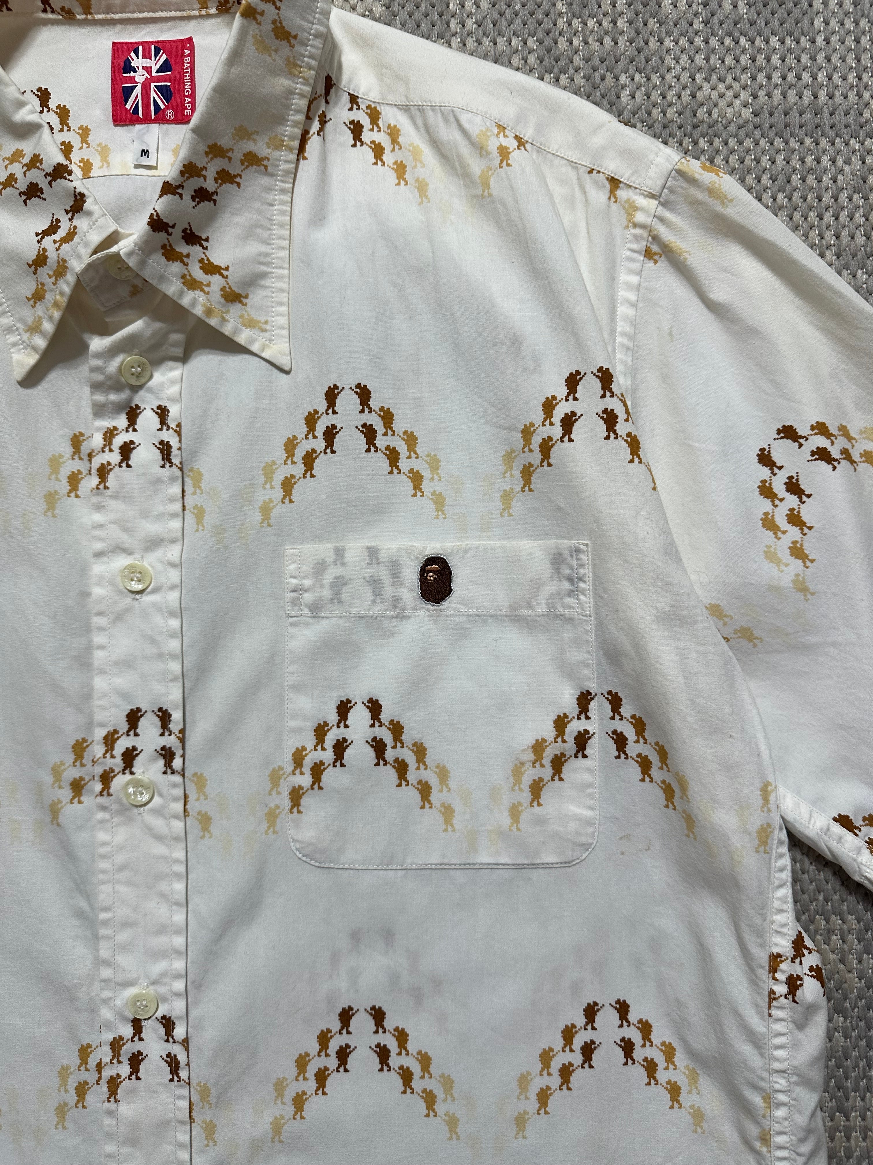 A Bathing Ape All Over Print Soldier Short Sleeve Shirt (M)