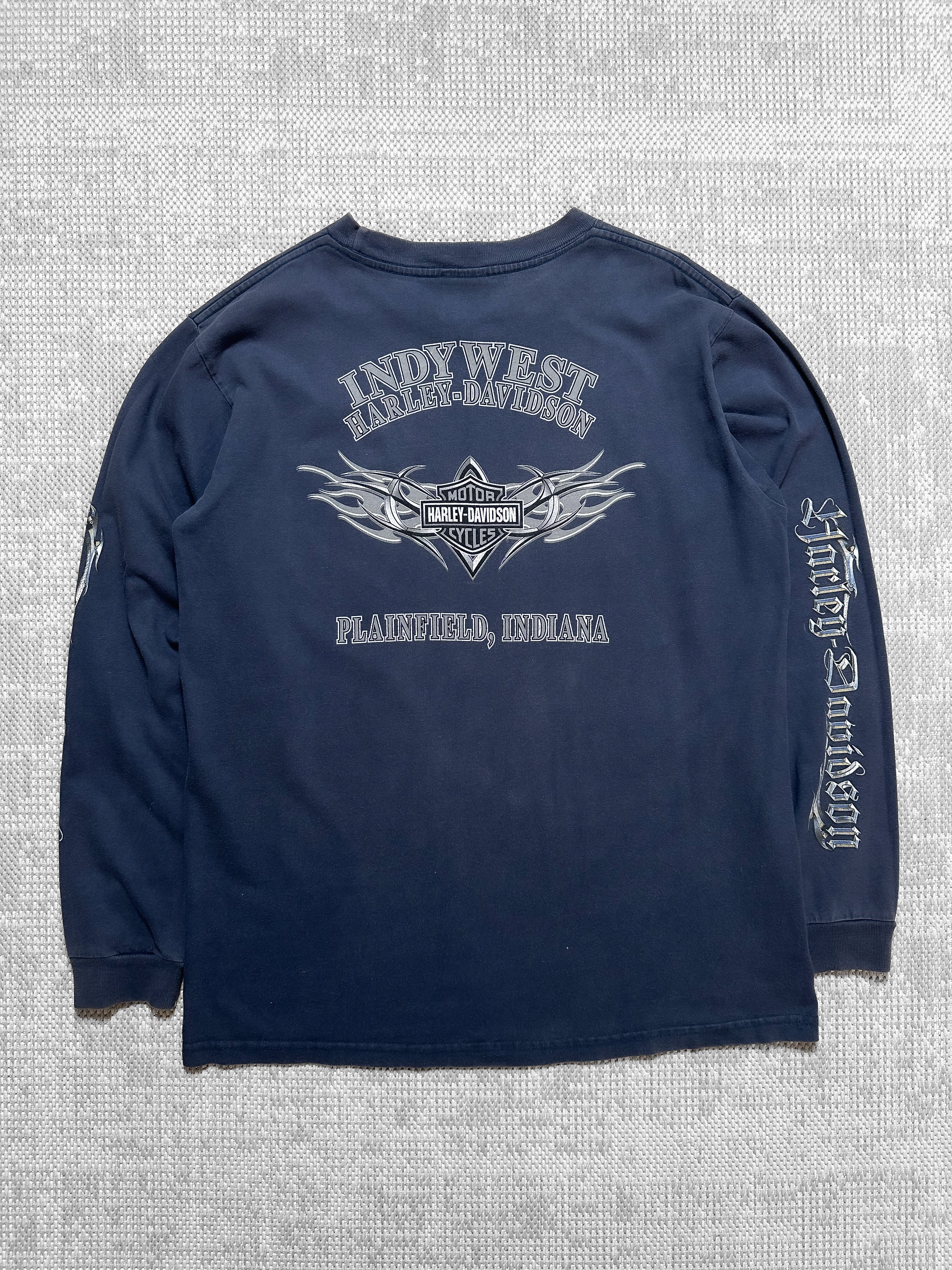 2000s Harley Davidson Chrome Logo Long-sleeve T-shirt (M)