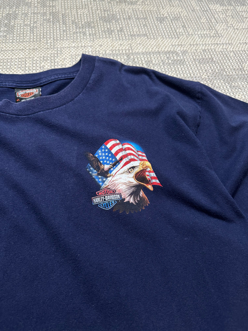 Harley Davidson Bald Eagle American Flag T-Shirt (XL)
