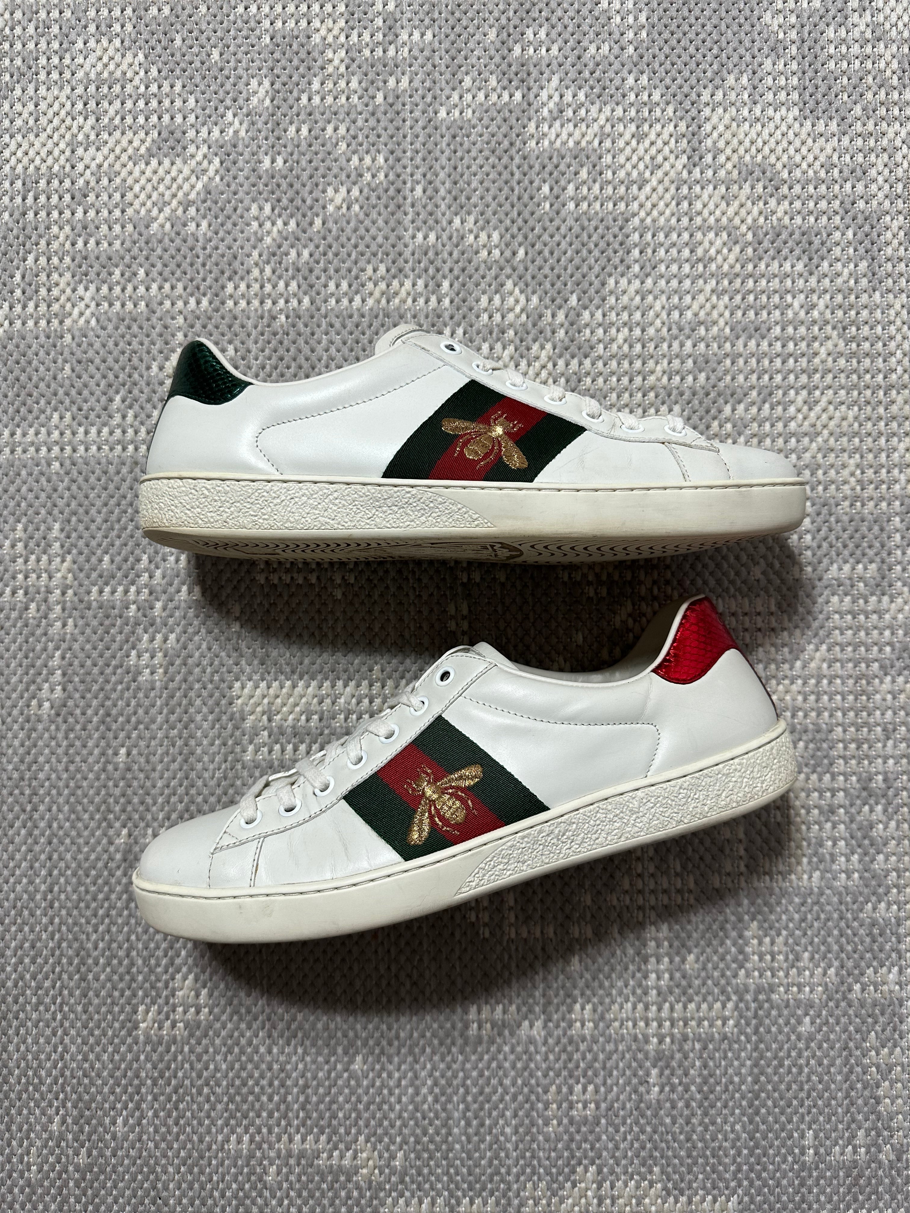 Gucci Ace Bee Embroidered Leather Trainers (UK7)