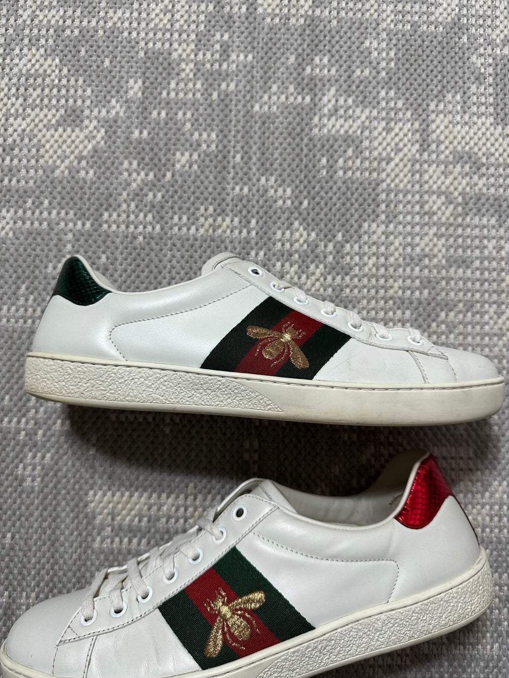 Gucci Ace Bee Embroidered Leather Trainers (UK7)