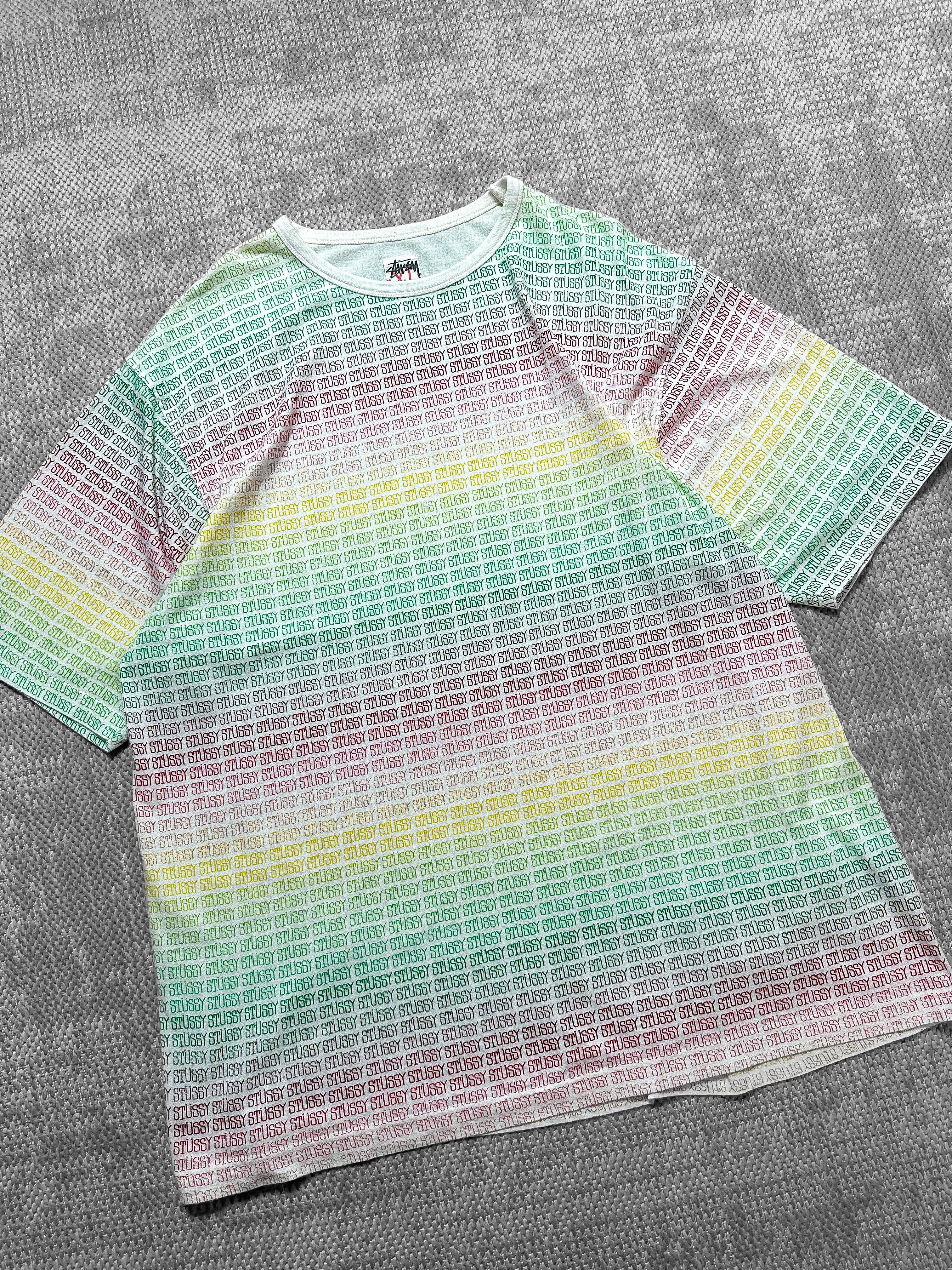 2000s Stussy Rasta Monogram Gradient T-Shirt (XL)