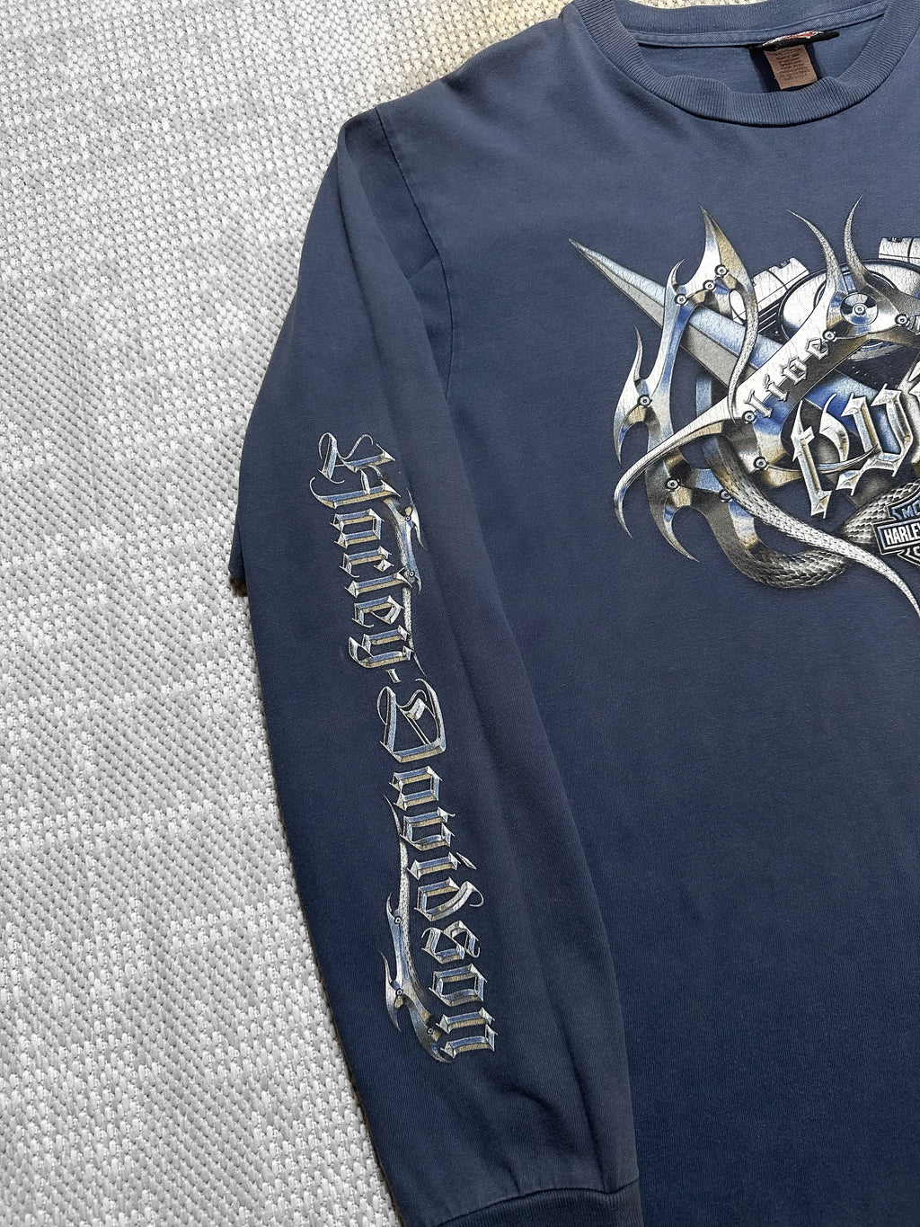 2000s Harley Davidson Chrome Logo Long-sleeve T-shirt (M)