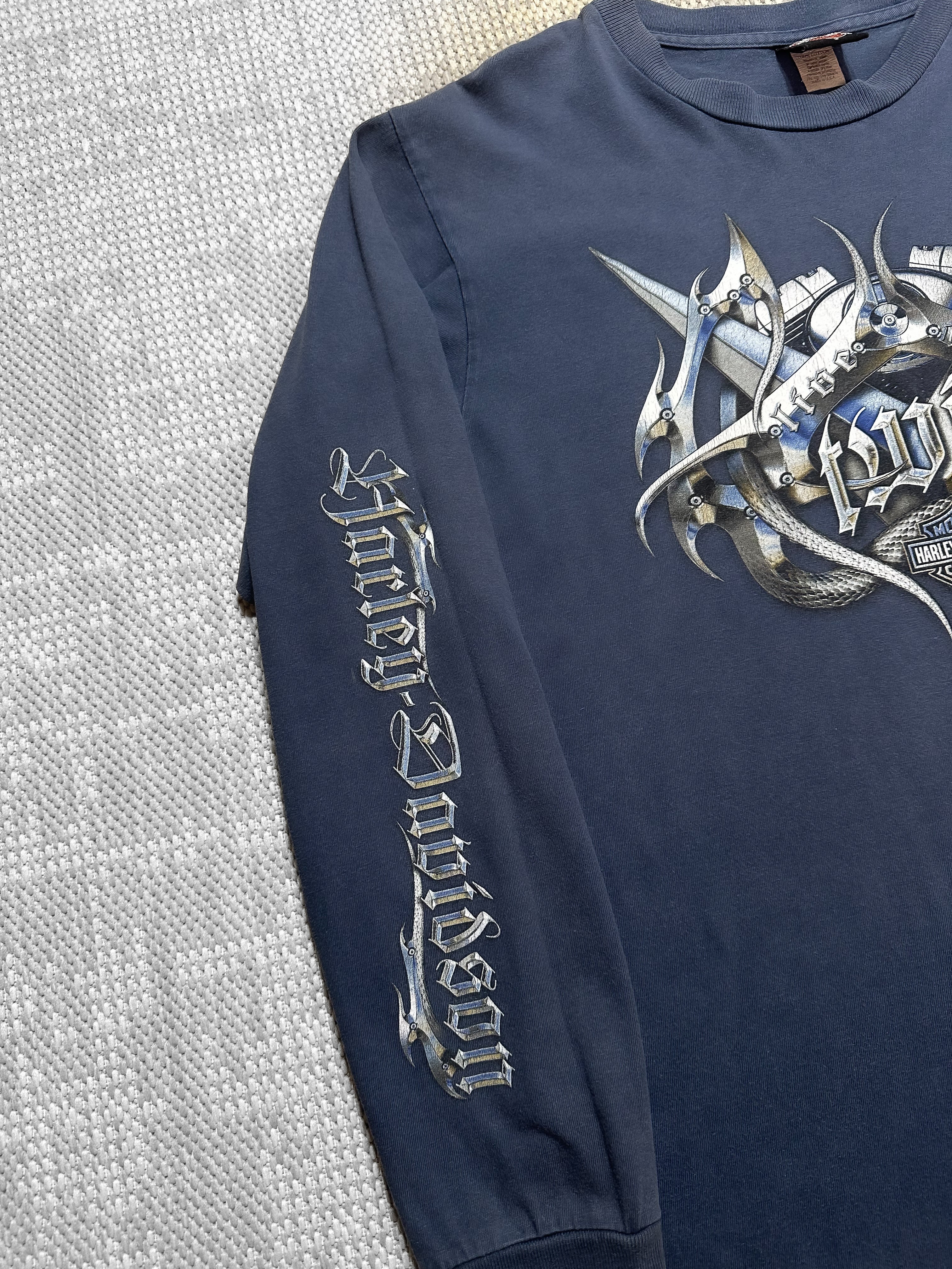 2000s Harley Davidson Chrome Logo Long-sleeve T-shirt (M)