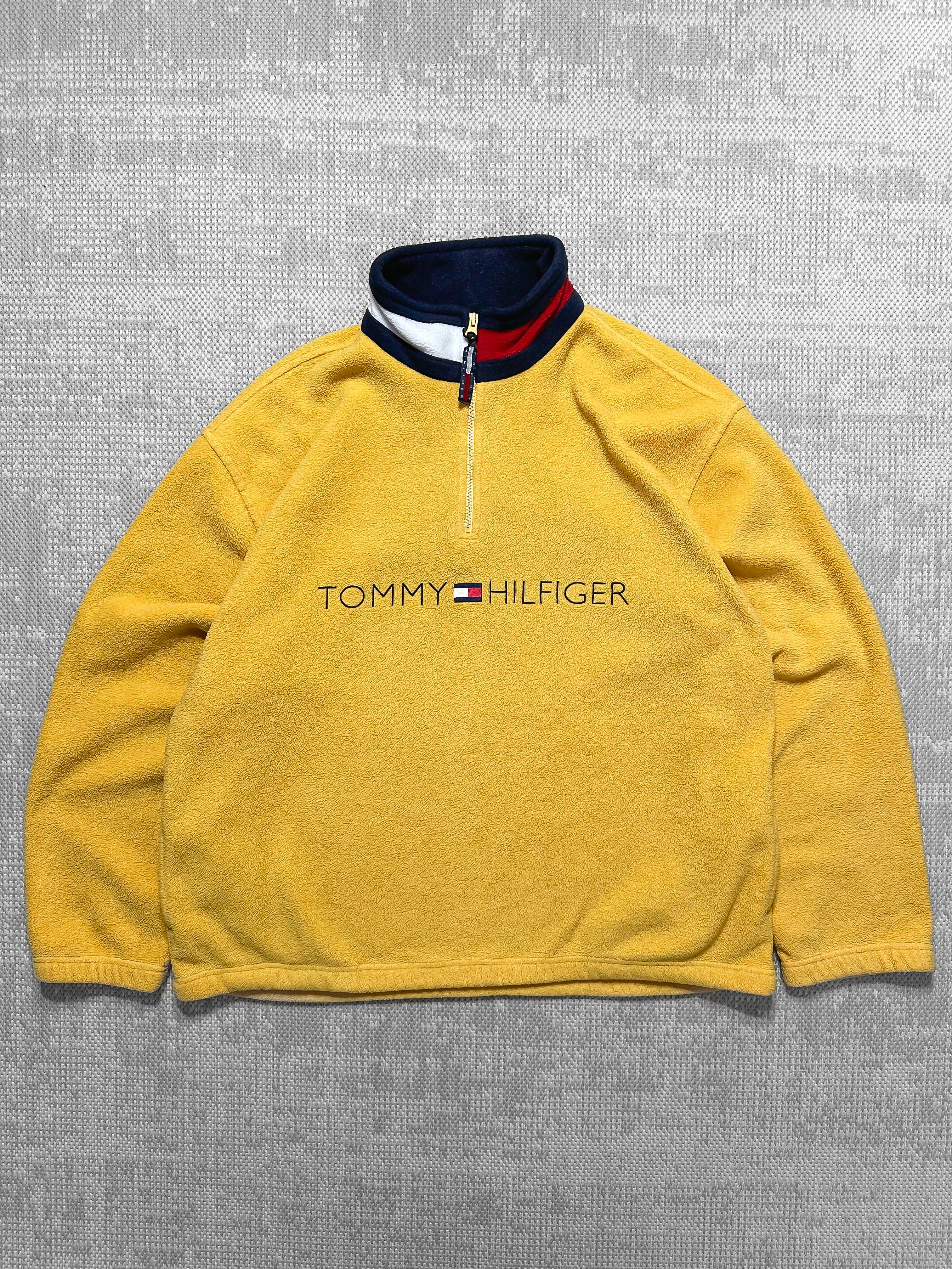 1990s Tommy Hilfiger 1/4 Zip Heavyweight Spellout Fleece (XL)