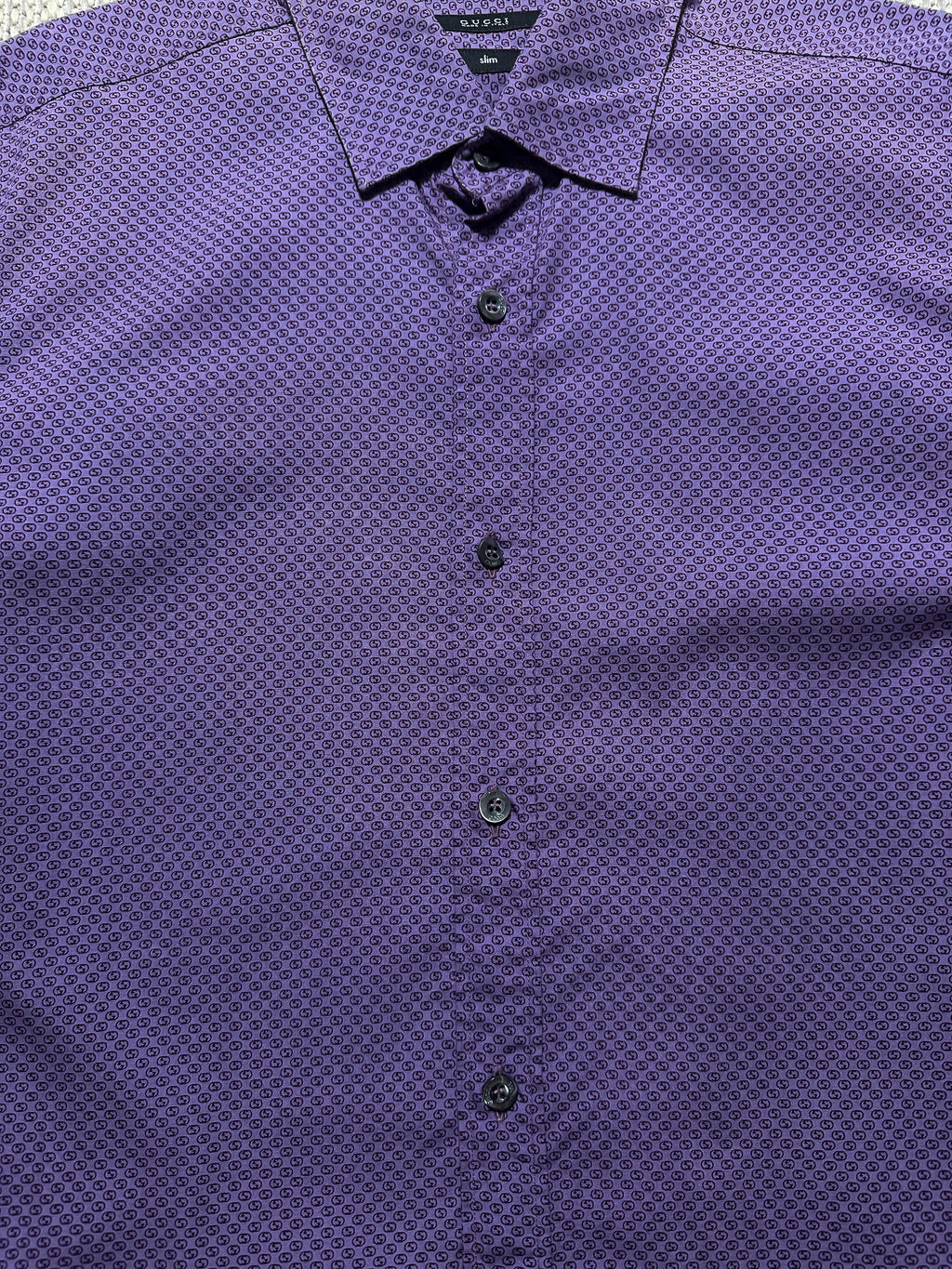 1990s Gucci Micro GG Monogram Long-Sleeve Shirt (M)