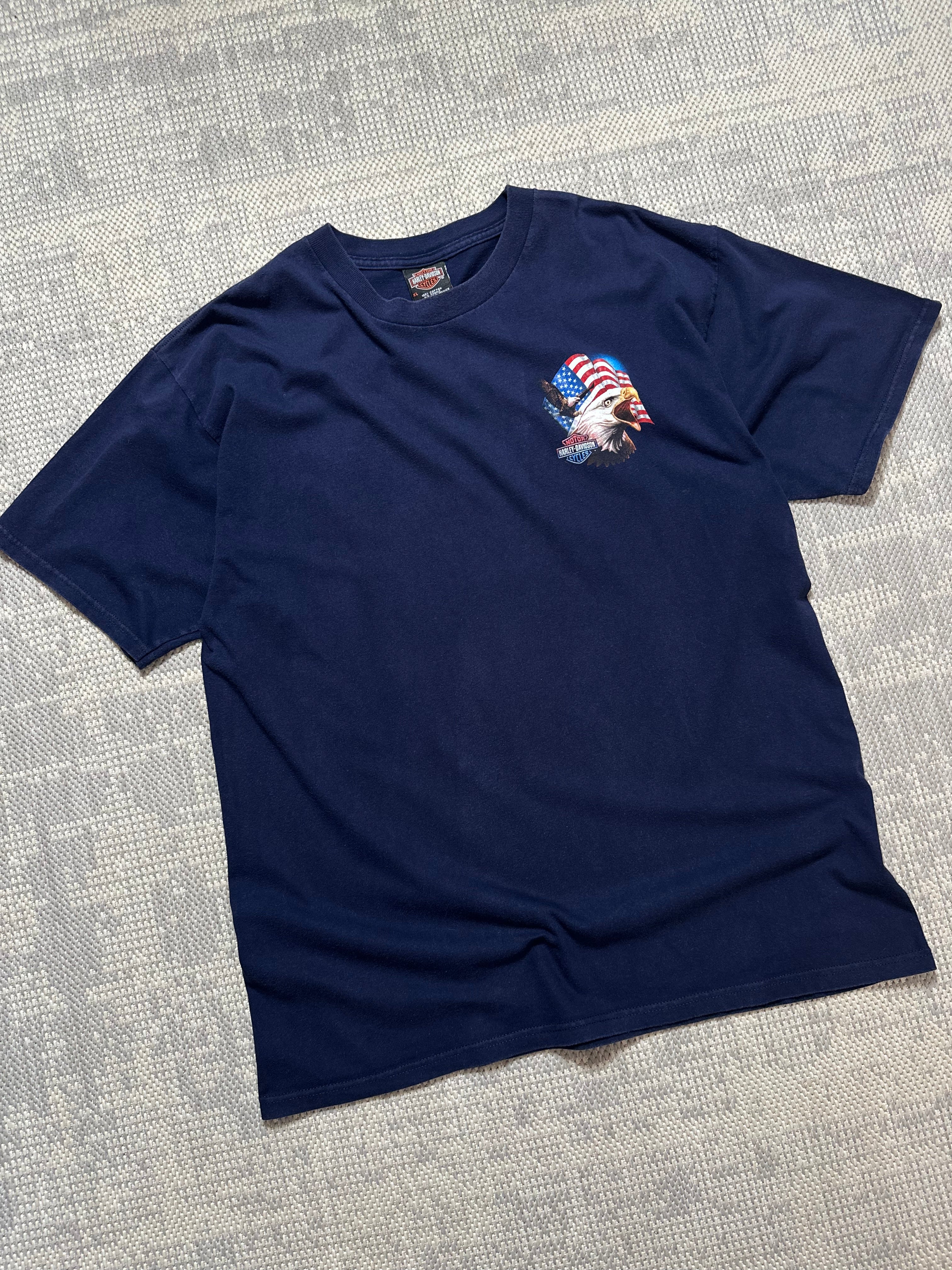 Harley Davidson Bald Eagle American Flag T-Shirt (XL)
