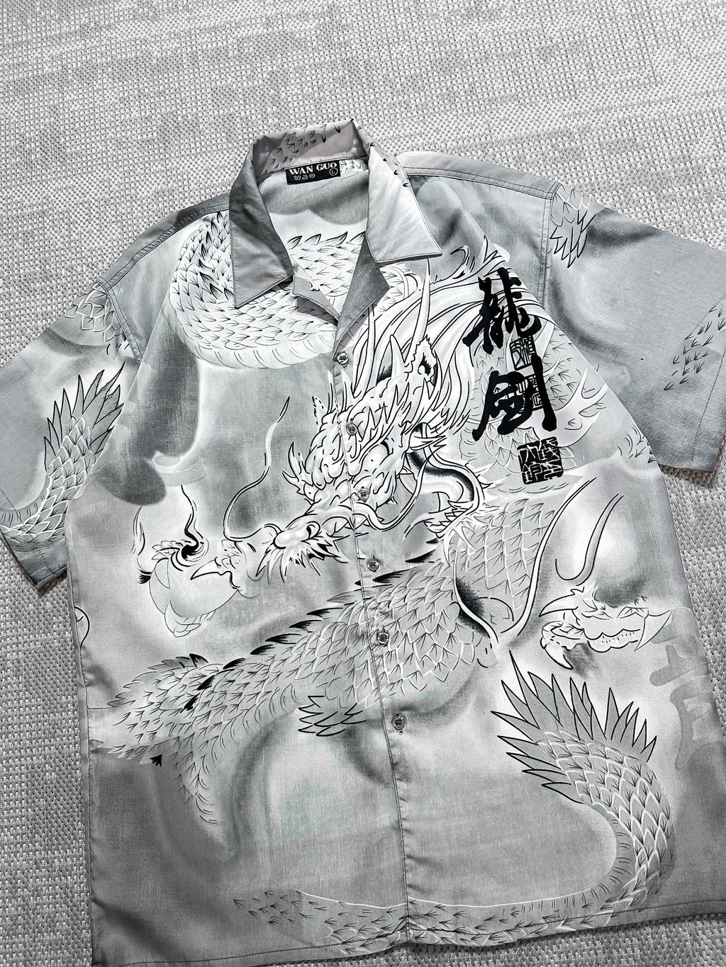 Dragon Japanese Print Short-Sleeve Shirt (L)