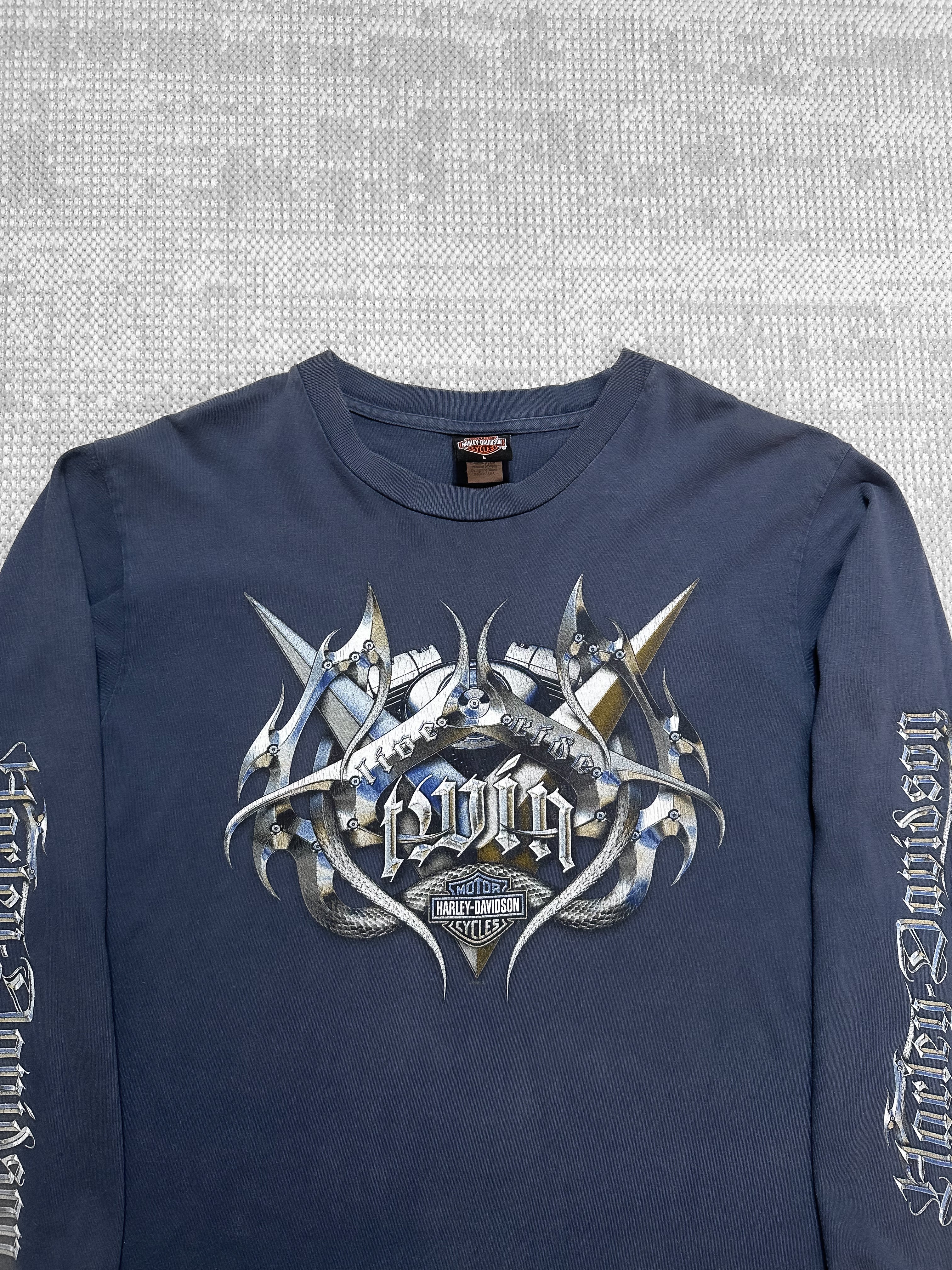 2000s Harley Davidson Chrome Logo Long-sleeve T-shirt (M)