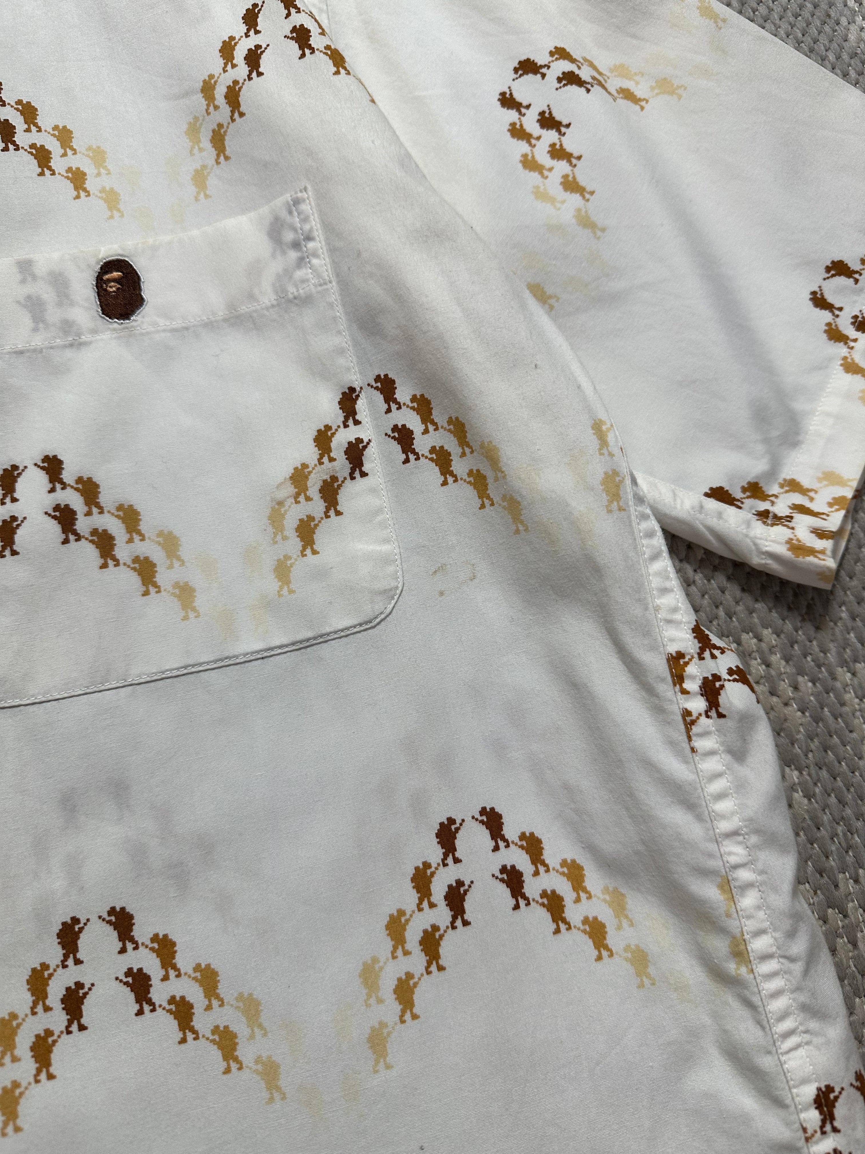 A Bathing Ape All Over Print Soldier Short Sleeve Shirt (M)