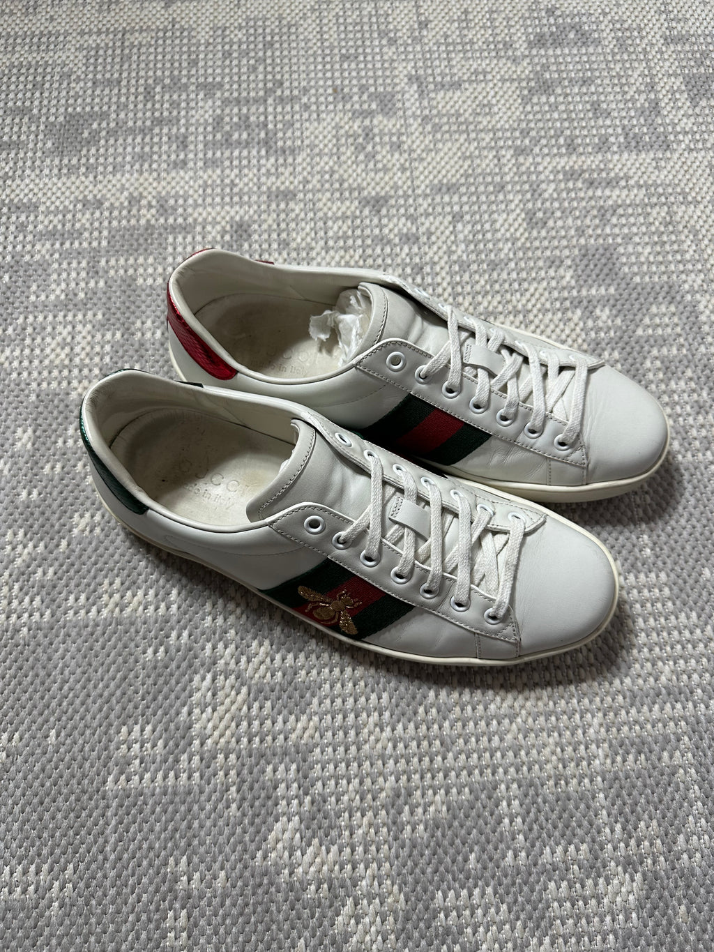 Gucci Ace Bee Embroidered Leather Trainers (UK7)